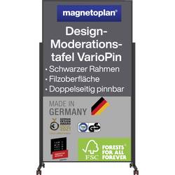magnetoplan moderační tabule VarioPin (š x v) 100 cm x 180 cm plsť černá, šedá oboustranně použitelné, včetně koleček, magnetické, nástěnka 1181201