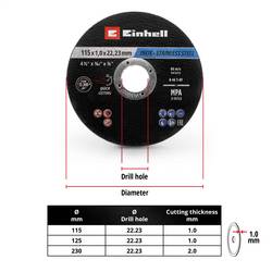 Einhell 711527 711527 sada řezných kotoučů 115 mm 100 ks kov, nerezová ocel, ocel, list