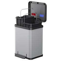 Hailo Öko duo plus M 6222200 odpadkový koš, 18 l, ocelový plech, (d x š x v) 320 x 320 x 430 mm, světle šedá, otevírání pedálem, 1 ks