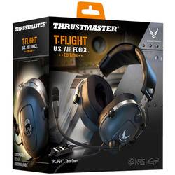 Thrustmaster ThrustMaster T.Flight - U.S. Air Force Edition Headset uzavřená (Over Ear) kabelová stereo šedá, metalická regulace hlasitosti, Vypnutí zvuku