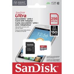 SanDisk microSDXC Ultra 256GB (A1/UHS-I/Cl.10/150MB/s) + Adapter Mobile paměťová karta microSDXC 256 GB A1 Application Performance Class, UHS-Class 1
