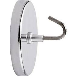 Maul magnet (Ø x v) 52 mm x 31 mm kulatý, s hákem stříbrná 1 ks 6155596