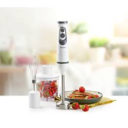 DOMO DO1089M tyčový mixér 600 W s odměrkou, mixér na polévky, sada metel na šlehání, s mixovacím náčiním bílá