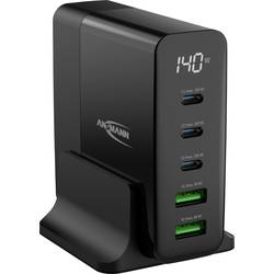 Ansmann Desktop Ladegerät mit Display DC5140PD 140W USB nabíječka, 2x USB A, 3x USB-C®, 140 W, Dodávka energie, černá