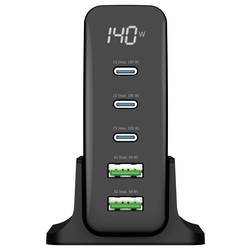 Ansmann Desktop Ladegerät mit Display DC5140PD 140W USB nabíječka, 2x USB A, 3x USB-C®, 140 W, Dodávka energie, černá