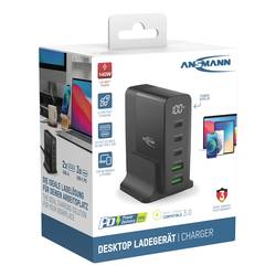Ansmann Desktop Ladegerät mit Display DC5140PD 140W USB nabíječka, 2x USB A, 3x USB-C®, 140 W, Dodávka energie, černá