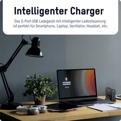 Ansmann Desktop Ladegerät mit Display DC5140PD 140W USB nabíječka, 2x USB A, 3x USB-C®, 140 W, Dodávka energie, černá