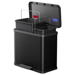 Hailo öko duo plus L 6302600 odpadkový koš, 26 l, ocelový plech, (d x š x v) 470 x 470 x 430 mm, černá, otevírání pedálem, 1 ks