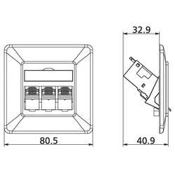 Metz Connect 1309131002-E síťová zásuvka pod omítku panel s čelní deskou a rámečkem CAT 6A 3 porty čistě bílá