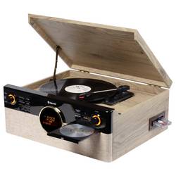 Denver MRD-180 Stereosouprava v retro stylu DAB+, Bluetooth, CD, kazeta, gramofón, černá, dřevo