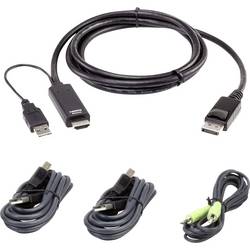 ATEN KVM kabel [1x USB, HDMI®, jack zástrčka 3,5 mm, USB A - 1x DisplayPort, jack zástrčka 3,5 mm, mini USB zástrčka B] 1.8 m černá