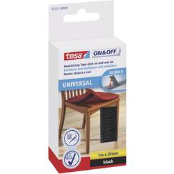 TESA On & Off 55231-00-01 pásek se suchým zipem, lepicí, k našití, háčková a flaušová část, (d x š) 1000 mm x 20 mm, černá, 1 ks