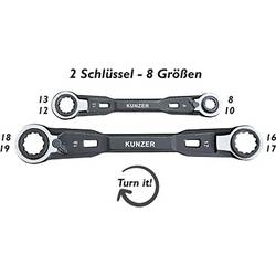 Kunzer 7RRS02 Sada očkových ráčnových klíčů 4násobná Délka klíče (cm) (jen pro nadpis) 8 - 19 mm