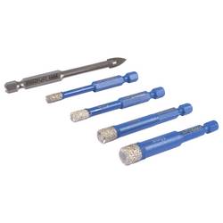 FRITZFURT 1191-3141 sada diamantových vrtáků 5dílná 5 mm, 6 mm, 8 mm, 10 mm Celková délka 140 mm 1 sada