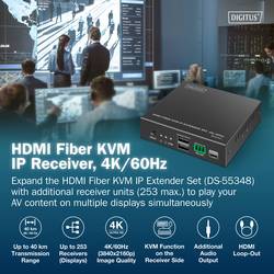 Digitus DS-55349 HDMI™, HDMI® vstup, HDMI® výstup, SFP , USB, USB-A, USB 1.1, Konektor pro síťový adaptér, RS232, microUSB, na sluchátka (jack 3,5 mm),