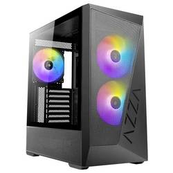 AZZA REAVER midi tower PC skříň černá 1 předinstalovaný LED ventilátor, 2 předinstalované LED ventilátory, 2 předinstalované ventilátory