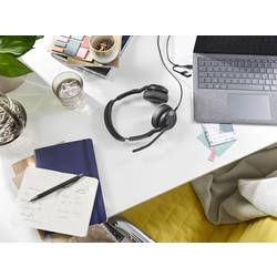 Jabra Evolve2 50 Headset otevřená (On Ear) kabelová, Bluetooth® stereo černá Redukce šumu mikrofonu, Potlačení hluku headset, Vypnutí zvuku mikrofonu, regulace