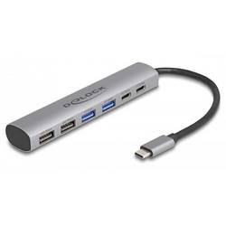 Delock 64232 USB Hub 4 + 2 porty USB-A, USB-C® USB 3.2 Gen2 10 GBit/s s konektorem USB C šedá 64232