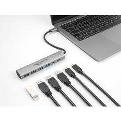 Delock 64232 USB Hub 4 + 2 porty USB-A, USB-C® USB 3.2 Gen2 10 GBit/s s konektorem USB C šedá 64232