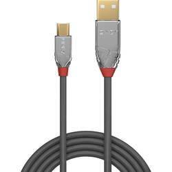 LINDY USB kabel USB 2.0 USB-A zástrčka, USB Micro-B zástrčka 2.00 m šedá 36652