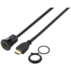 TRU COMPONENTS TC-11980468 Zásuvka HDMI panelového adaptéru HDMI zásuvka HDMI zástrčka černá Pólů: 1 Délka kabelu: 90 cm Množství: 1 ks