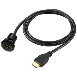 TRU COMPONENTS TC-11980468 Zásuvka HDMI panelového adaptéru HDMI zásuvka HDMI zástrčka černá Pólů: 1 Délka kabelu: 90 cm Množství: 1 ks