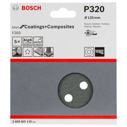 Bosch Accessories Best for Stone 2608605120 brusné papíry pro excentrické brusky na suchý zip, s otvory Zrnitost 320 (Ø x d) 125 mm x 125 mm 5 ks