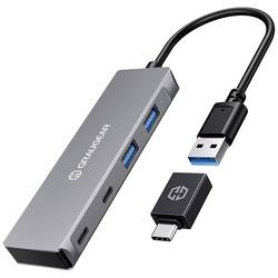 GrauGear G-HUB2A2C-AC USB Hub 4 porty USB-A, USB-C® USB 3.0 5 GBit/s stříbrná G-HUB2A2C-AC