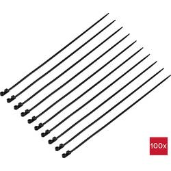 TRU COMPONENTS TC-12814172, stahovací pásky, 4.8 mm, 370 mm, černá, se šroubovacím soklem, Stabilní vůči UV záření, 100 ks