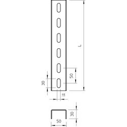 OBO Bettermann 6342308 U-stojina (d x š x v) 500 x 30 x 50 mm 1 ks průhledná