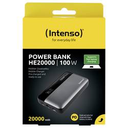 Intenso HE20000 grey powerbanka Li-Ion, 20000 mAh, Quick Charge, Dodávka energie, USB-A, USB-C®, šedočerná