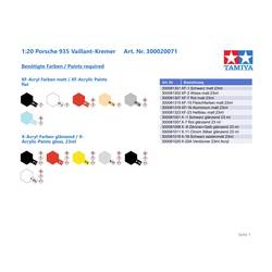 Tamiya 300020071 Porsche 935 Vaillant-Kremer model auta, stavebnice 1:20