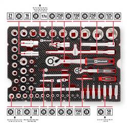 Einhell Stecknuss & Ratschen-Set 60-tlg. Einleger Pad, 370520 vložka, 60dílná
