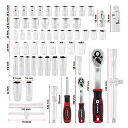 Einhell Stecknuss & Ratschen-Set 60-tlg. Einleger Pad, 370520 vložka, 60dílná