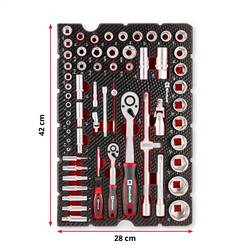 Einhell Stecknuss & Ratschen-Set 60-tlg. Einleger Pad, 370520 vložka, 60dílná
