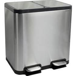 Maul 9502294 odpadkový koš, 40 l, nerezová ocel, (š x v x h) 460 x 492 x 378 mm, černá, stříbrná, otevírání pedálem, 1 ks