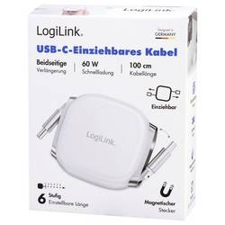 LogiLink Kabel USB-C USB 2.0 USB-C ® zástrčka 1.00 m bílá oboustranně zapojitelná zástrčka, Pro povolování CU0501