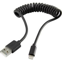 Renkforce USB kabel USB 2.0 USB-A zástrčka, Apple Lightning konektor 0.95 m černá spirálový kabel RF4087422