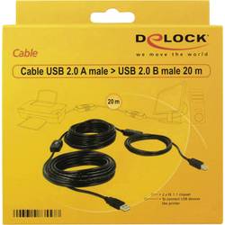 Delock USB kabel USB 2.0 USB-A zástrčka, USB-B zástrčka 20.00 m černá UL certifikace 83557