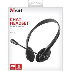 Trust Primo Chat Headset otevřená (On Ear) kabelová stereo černá regulace hlasitosti Počítače