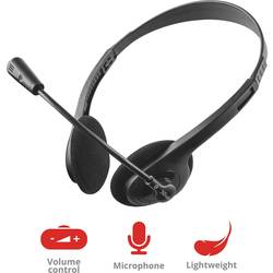 Trust Primo Chat Headset otevřená (On Ear) kabelová stereo černá regulace hlasitosti Počítače