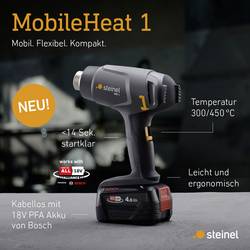 Steinel MH 1 SET 4AH LG Akumulátorové horkovzdušné dmychadlo akumulátor, vč. nabíječky, 500 W, 088071
