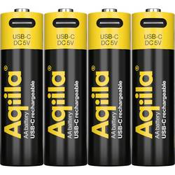 Aqiila AA USB-C® akumulátor, Li-Ion, 2000 mAh, 1.5 V, 4 ks