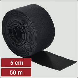 Electronic Garage EG25CA120 pásek se suchým zipem, ke spojování, háčková a flaušová část, (d x š) 50 m x 5 cm, černá, 50 m