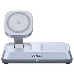 UGREEN UGREEN W711 3-in-1 25W Magnetic Charger bezdrátová nabíječka pro smartphony/tablety, 25 W, šedá