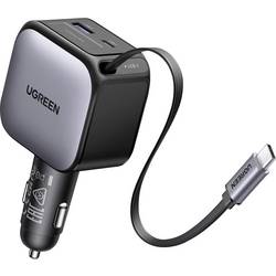 UGREEN EC602 60W Car Charger 2C1A Nabíječka do auta, Navíjecí kabel USB-C®, USB-C® zásuvka, USB-C® zástrčka, USB-A zásuvka, 60 W, šedá