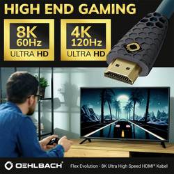 Oehlbach HDMI kabel Zástrčka HDMI-A, Zástrčka HDMI-A 1.50 m permanentní modrá , antracitová D1C92601 8K UHD HDMI kabel