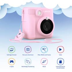 Lamax InstaKid1 instantní fotoaparát růžová integrovaný akumulátor, s vestavěným bleskem, Full HD videozáznam, ochrana proti stříkající vodě