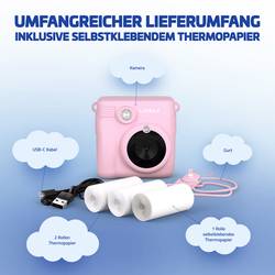 Lamax InstaKid1 instantní fotoaparát růžová integrovaný akumulátor, s vestavěným bleskem, Full HD videozáznam, ochrana proti stříkající vodě