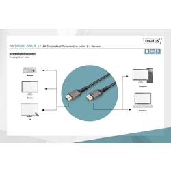 Digitus DisplayPort kabel Konektor DisplayPort 2 m černá DB-340201-020-S třížilový stíněný, flexibilní provedení, bez halogenů, kulatý Kabel DisplayPort